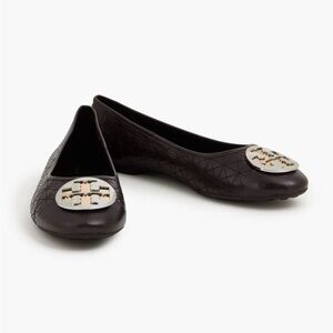 Tory Burch Claire Dark Brown Quilted Flats Size 10